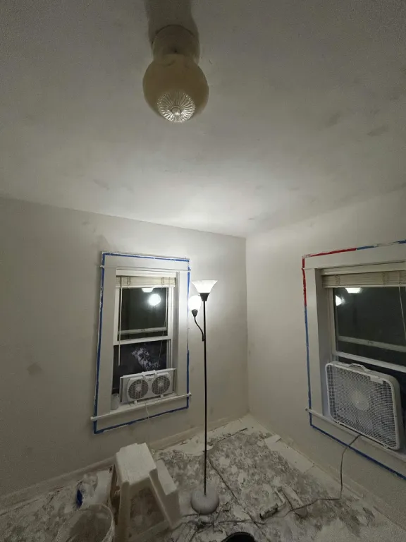 Guest room masked off and ready for paint